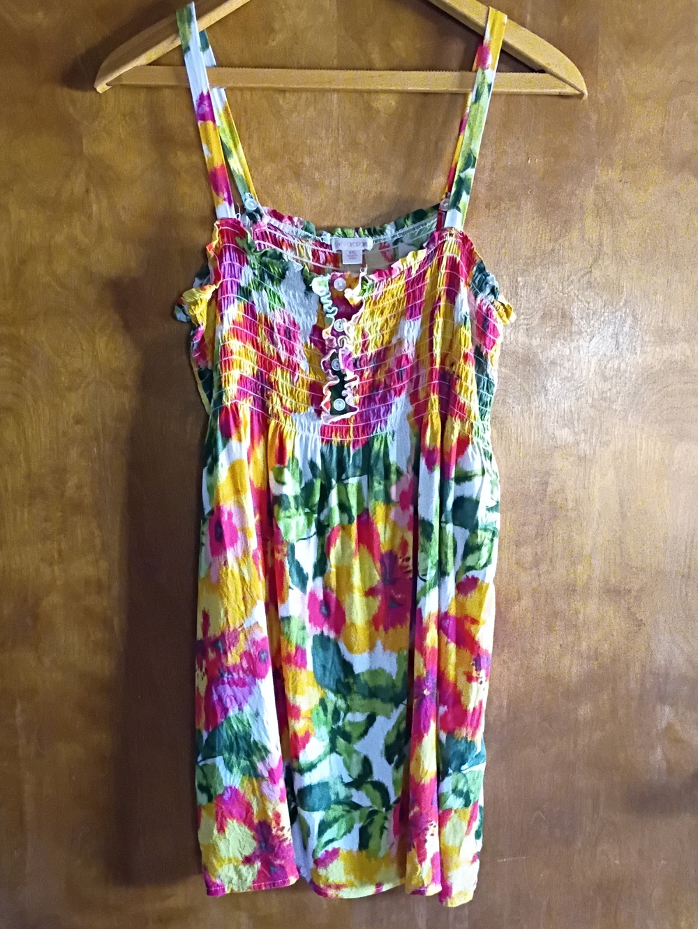 Xhilaration Multicolor Floral Smocked Sundress Beach Travel Summer Poolside